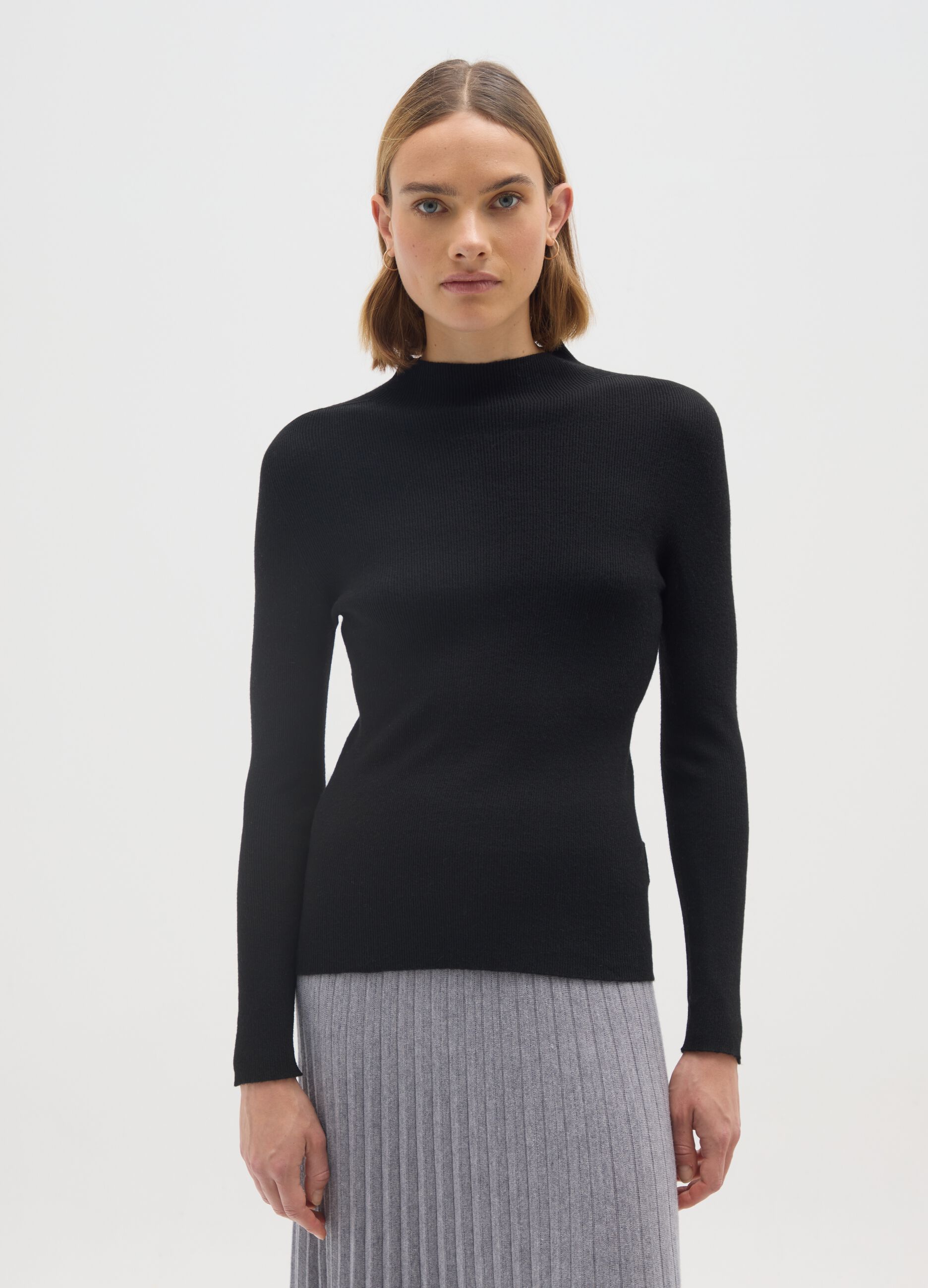 Black cotton blend sweater regular fit