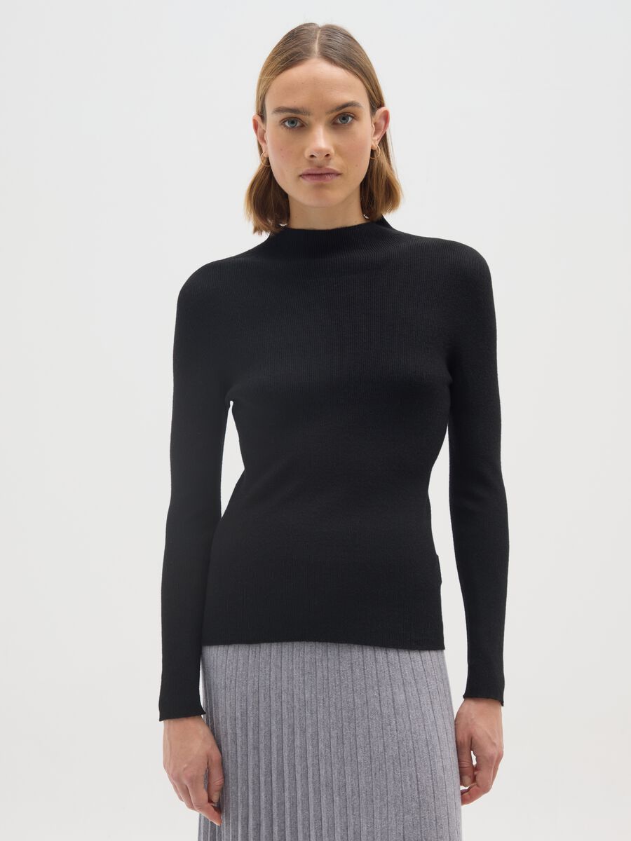 Maglione in misto cotone nero regular fit_0