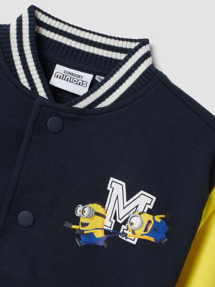 Felpa college blu girocollo in misto cotone con stampa Minions per bambino_3