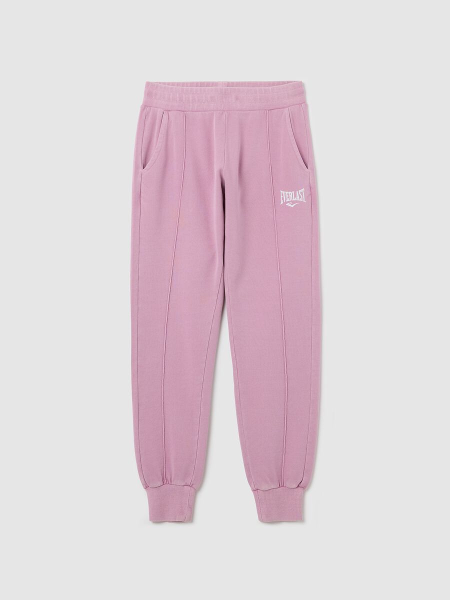 Pink joggers with elasticated edging and logo print_4