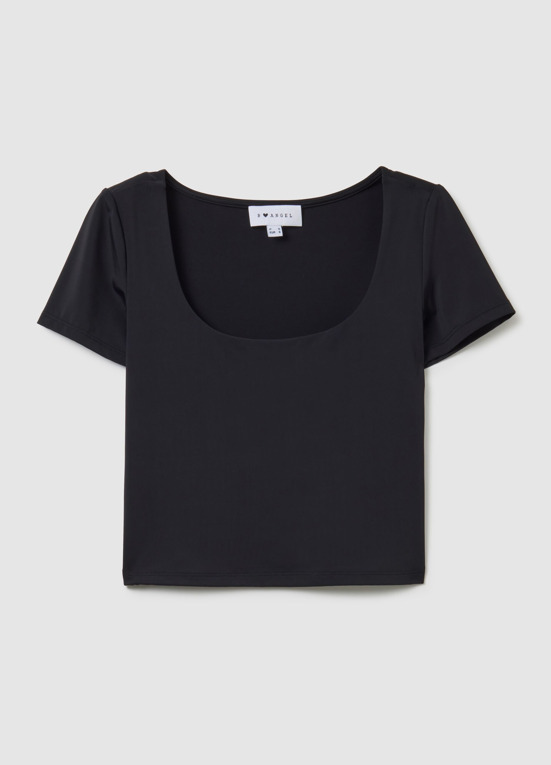 Top cropped nero con scollo profondo