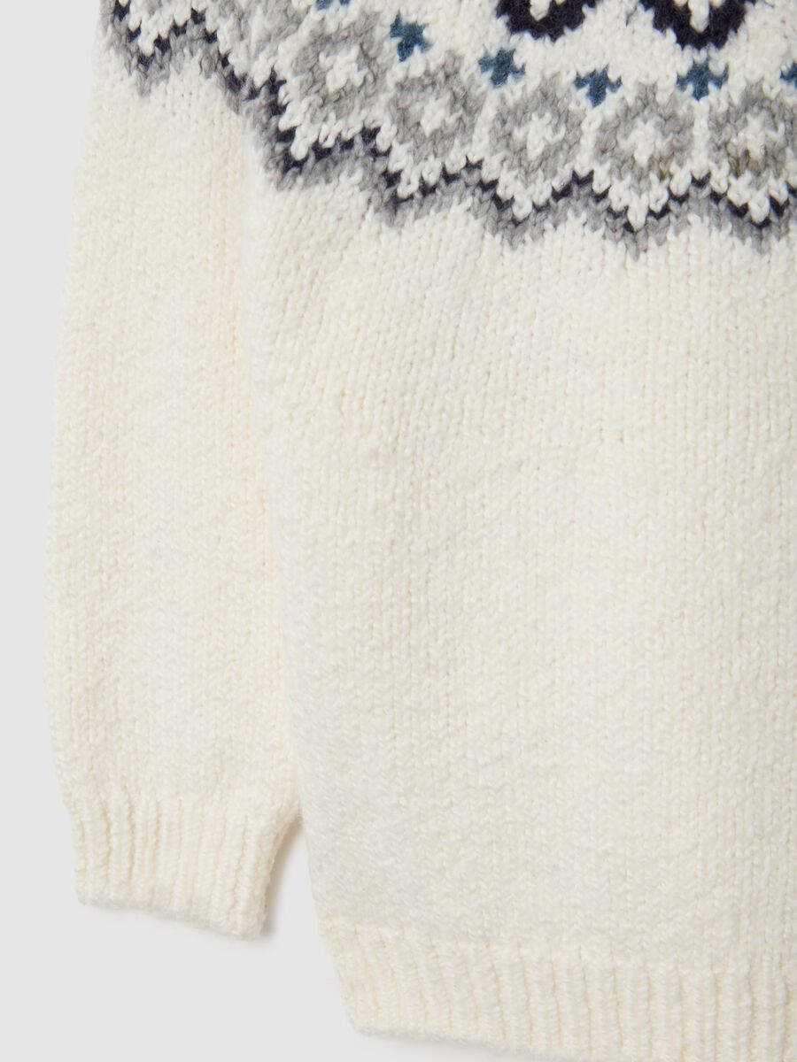 Children's white jumper in regular fit cotton blend with jacquard pattern_2