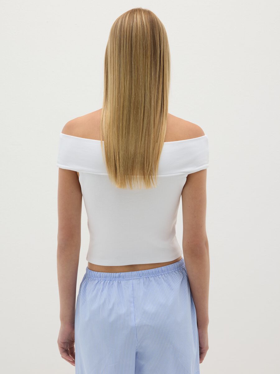 White fitted cotton-blend women's top_3