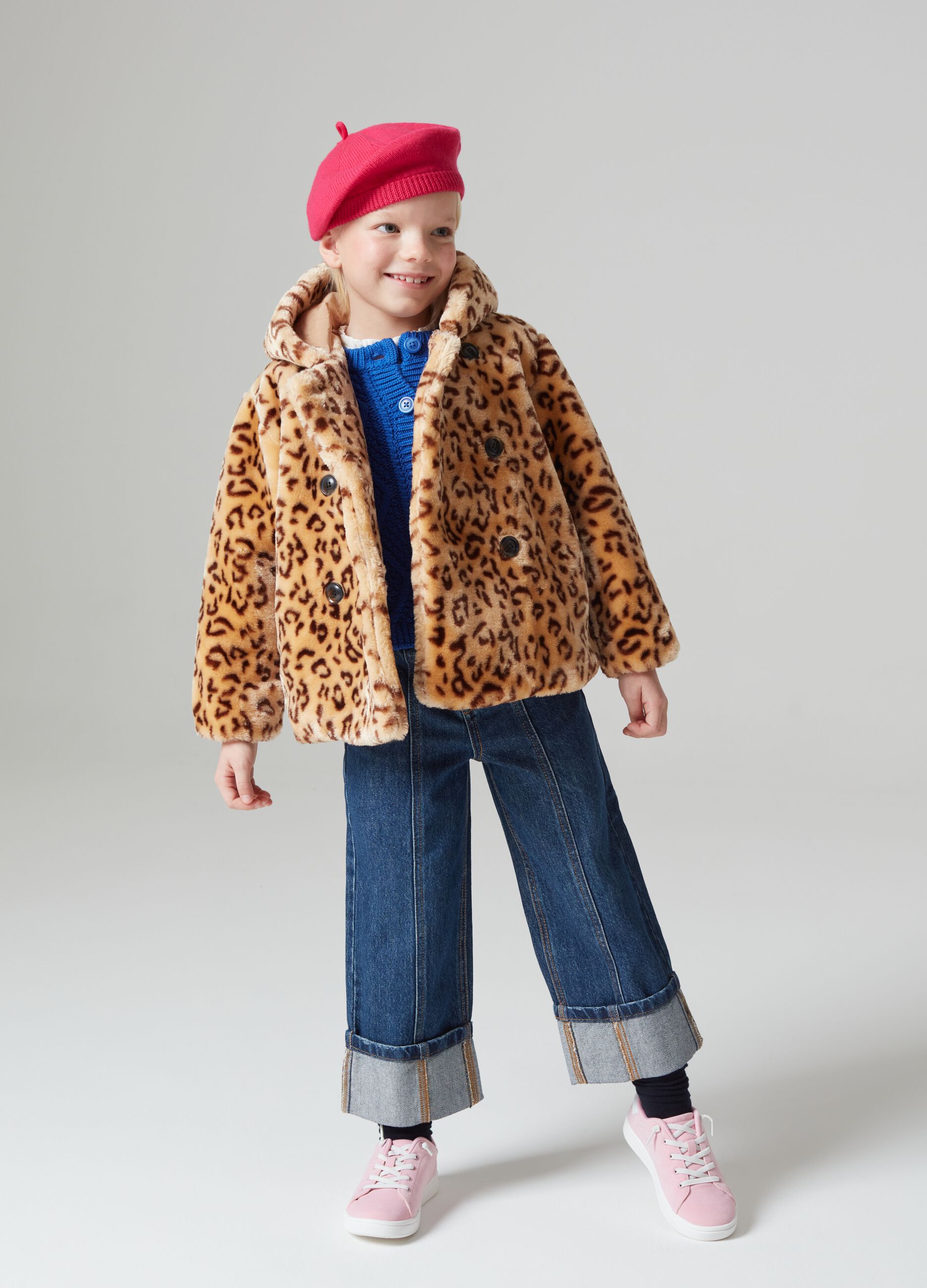 Cappotto in eco pelliccia animalier