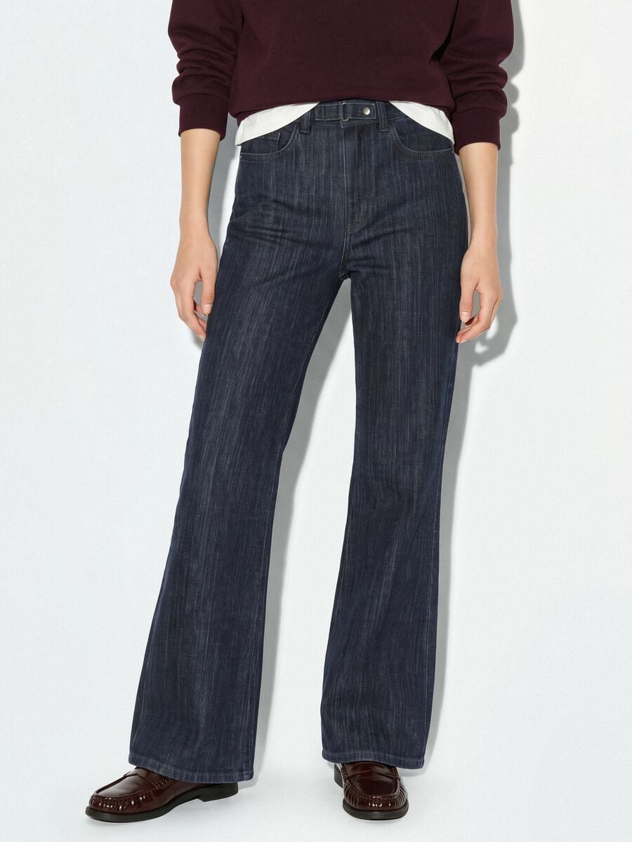 Blue bootcut stretch-cotton denim jeans_1
