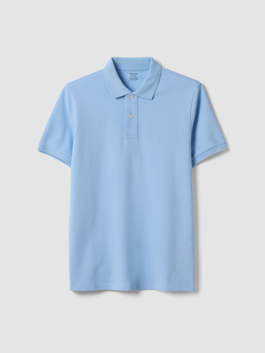 Sky Blue Short Sleeve Polo Shirt in Pure Cotton Regular Fit_0