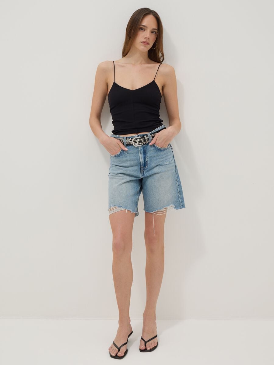 Black organic cotton tank top with thin straps_1