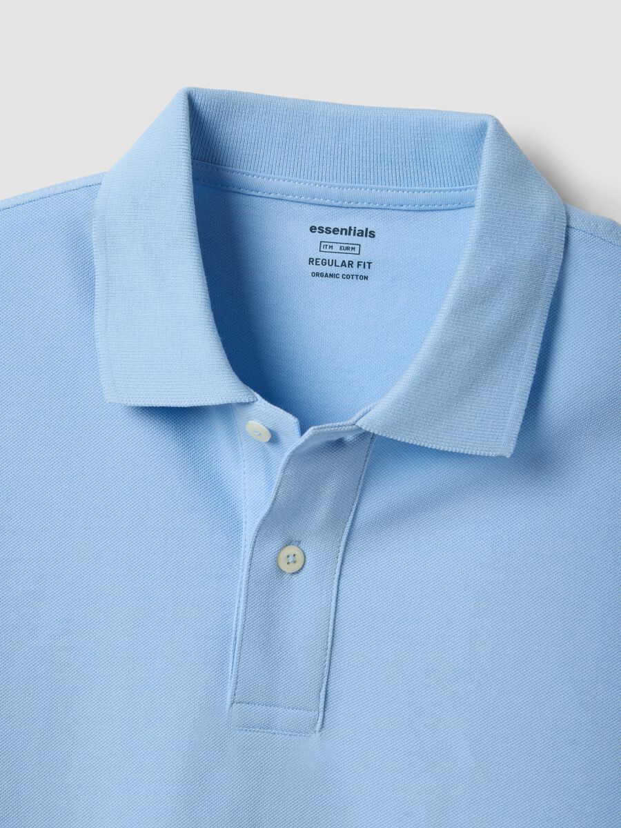 Sky Blue Short Sleeve Polo Shirt in Pure Cotton Regular Fit_5