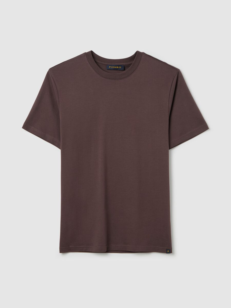 Plain cotton T-shirt with round neck._4