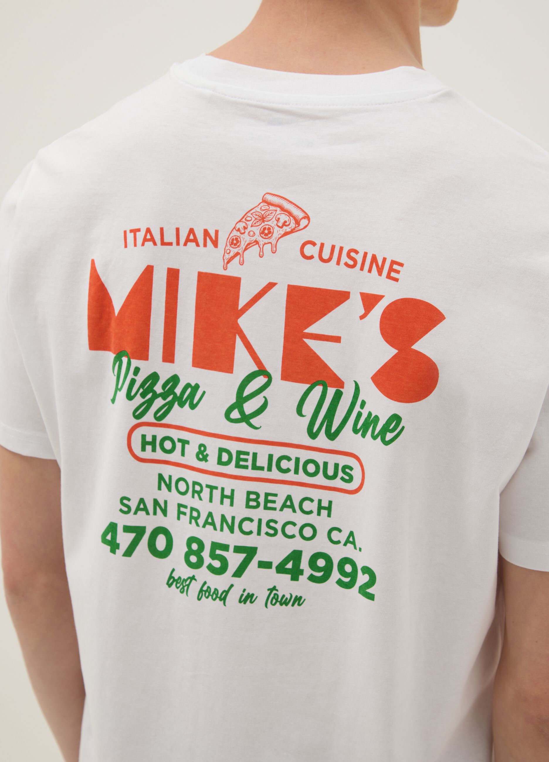 White printed T-shirt in pure cotton, regular fit