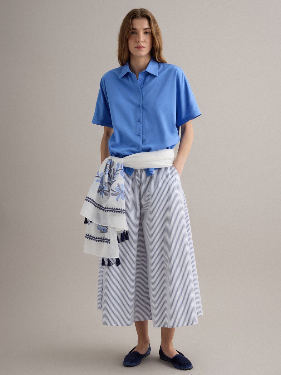 Camicia in puro cotone azzurro oversize fit_2