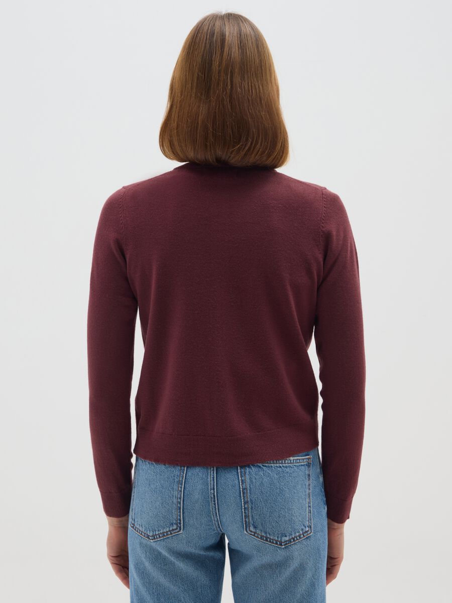 Red Mixed Yarn Cardigan_2