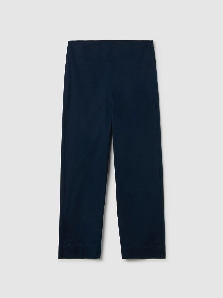 Blue cropped cigarette trousers_4