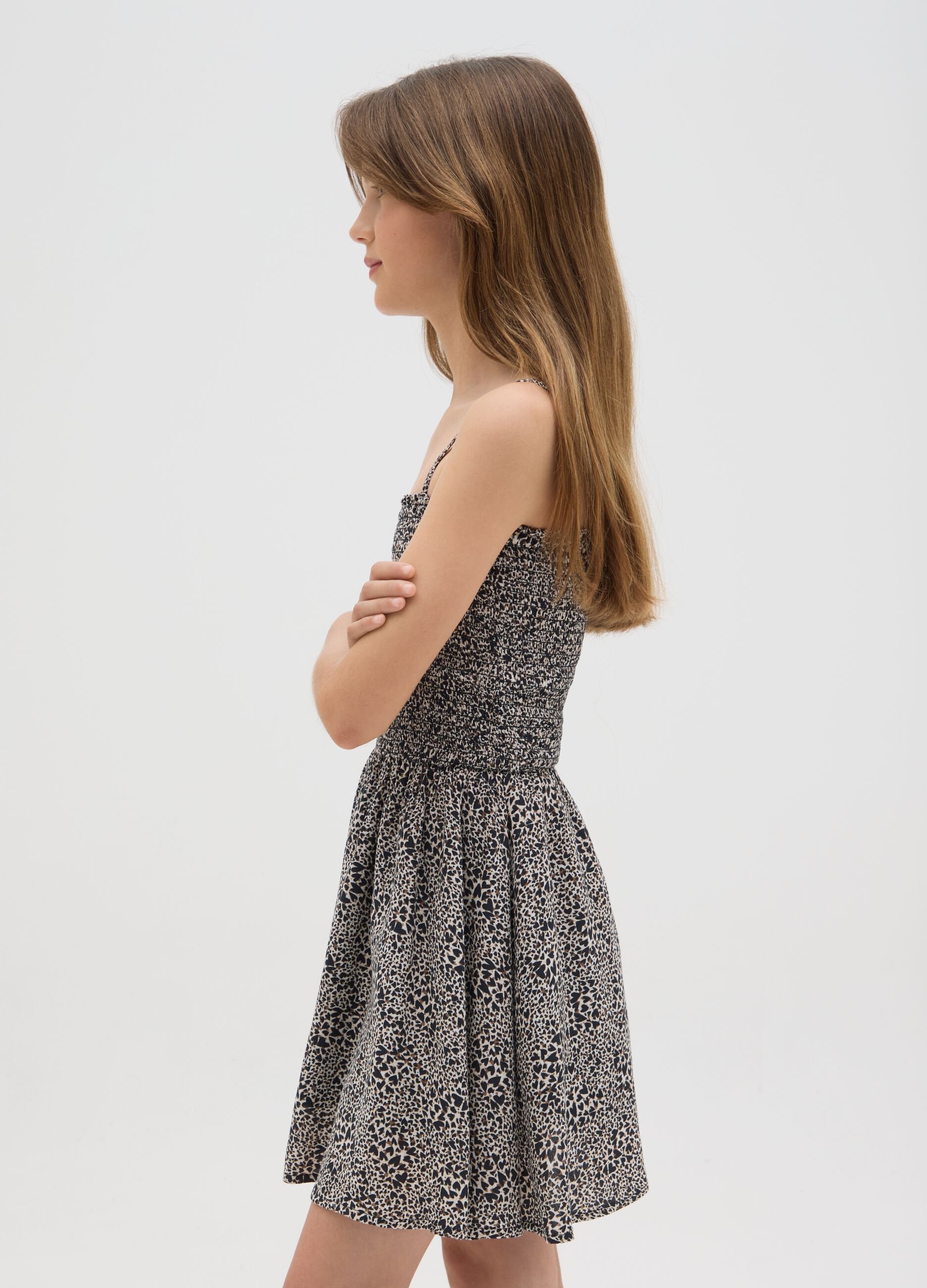 Abito da ragazza in puro viscosa multicolor fitted