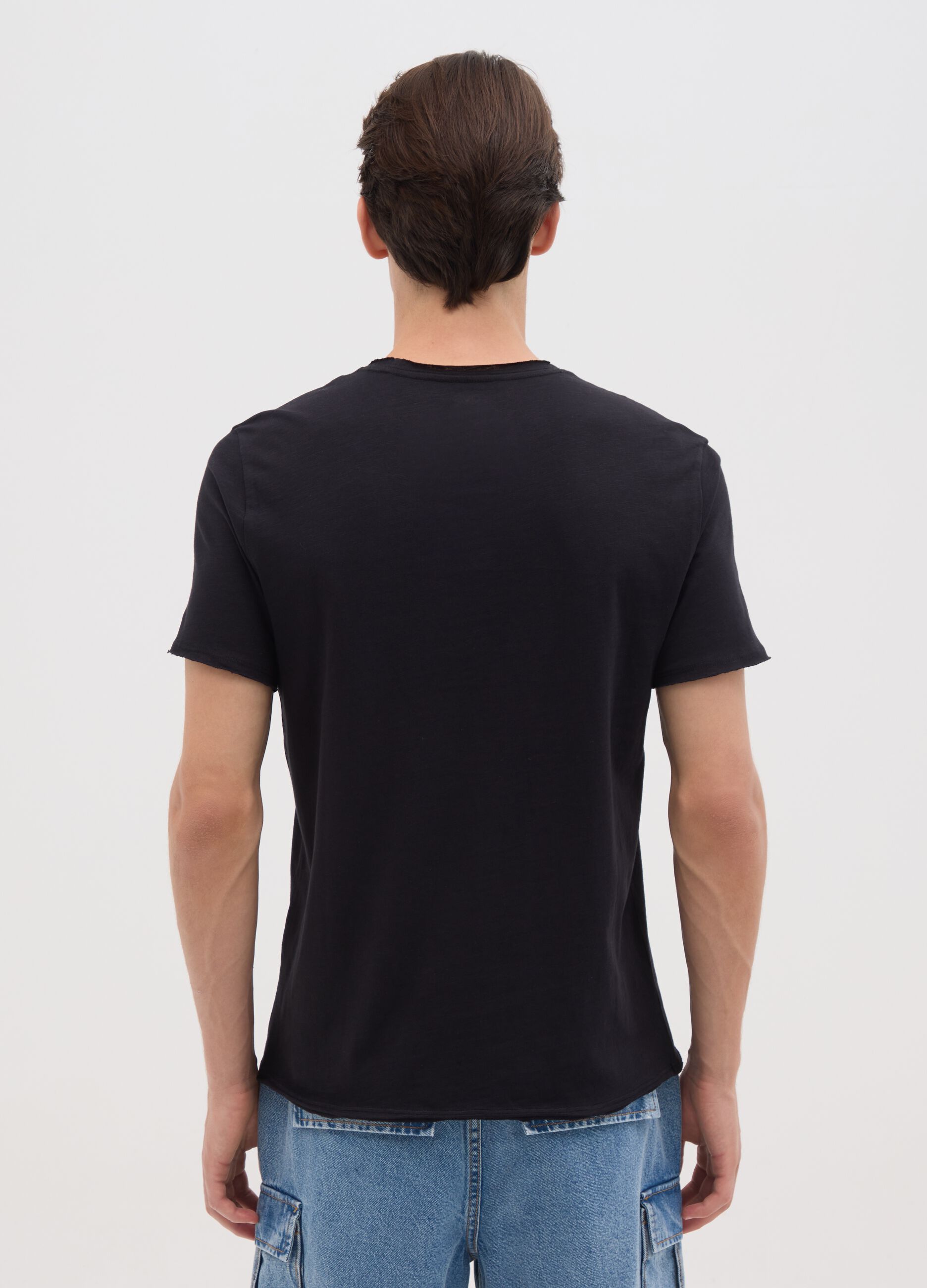 Men's black pure cotton t-shirt regular fit