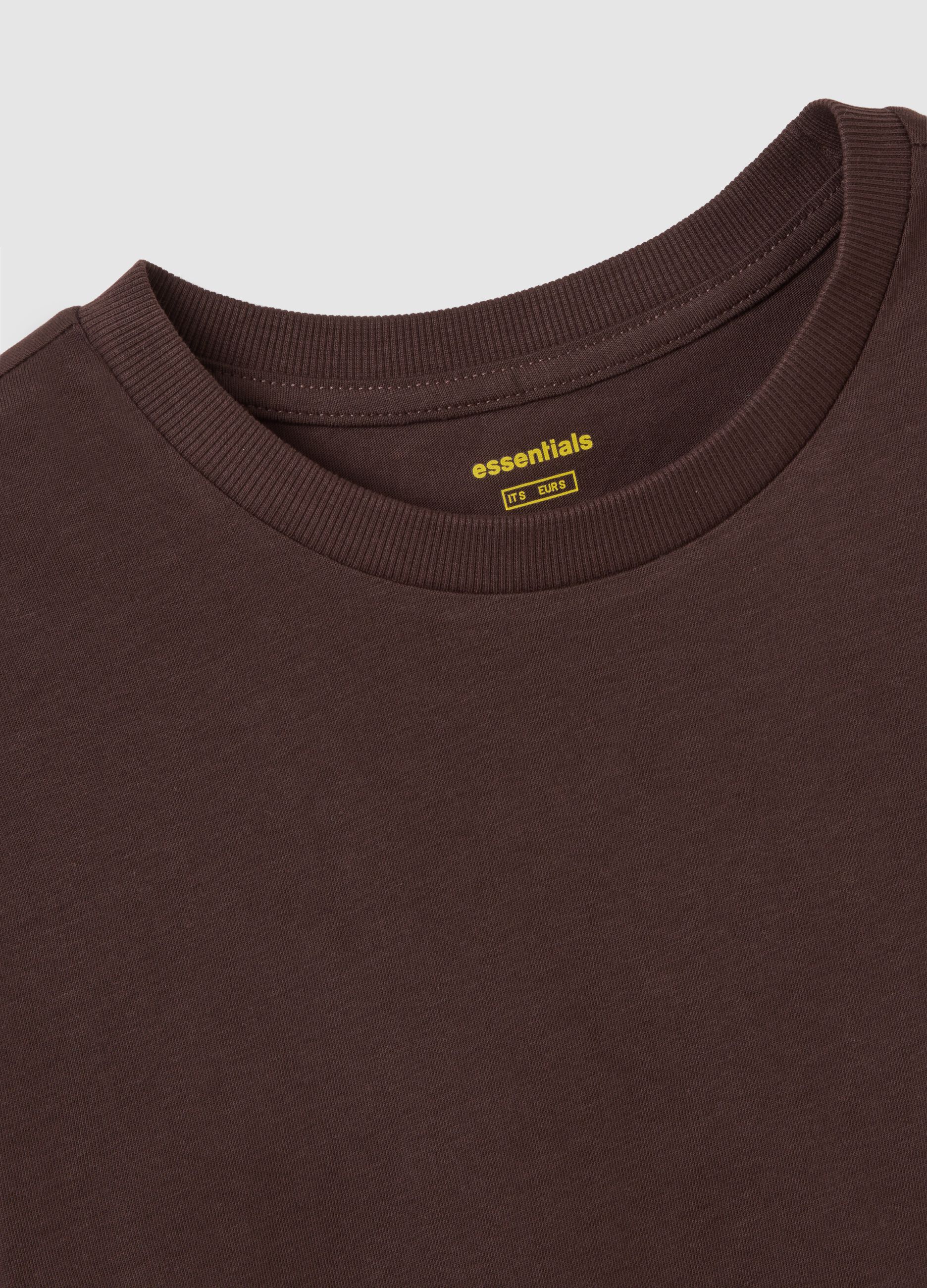 Brown pure cotton T-shirt regular fit