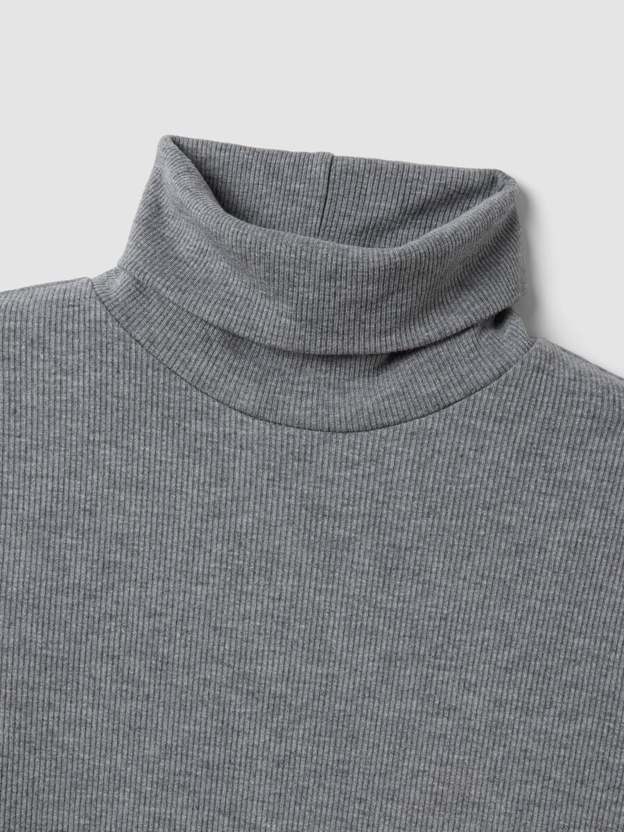 Grey stretch viscose crew-neck jumper, regular fit_1