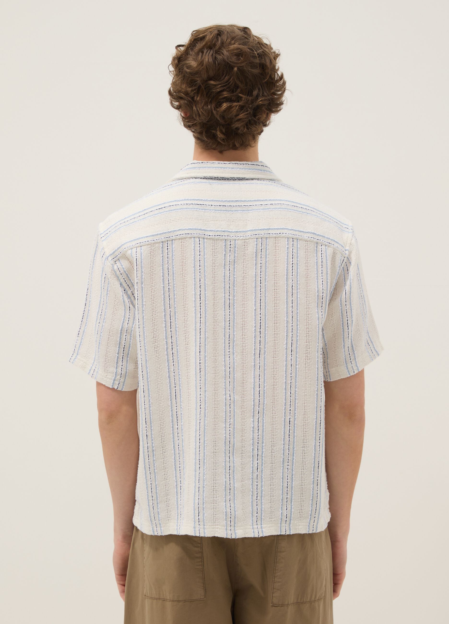 Camicia bianca in misto cotone a righe over fit