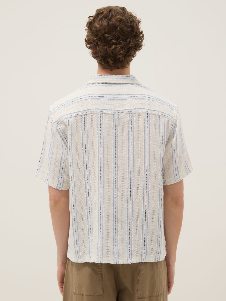 Camicia bianca in misto cotone a righe over fit_4