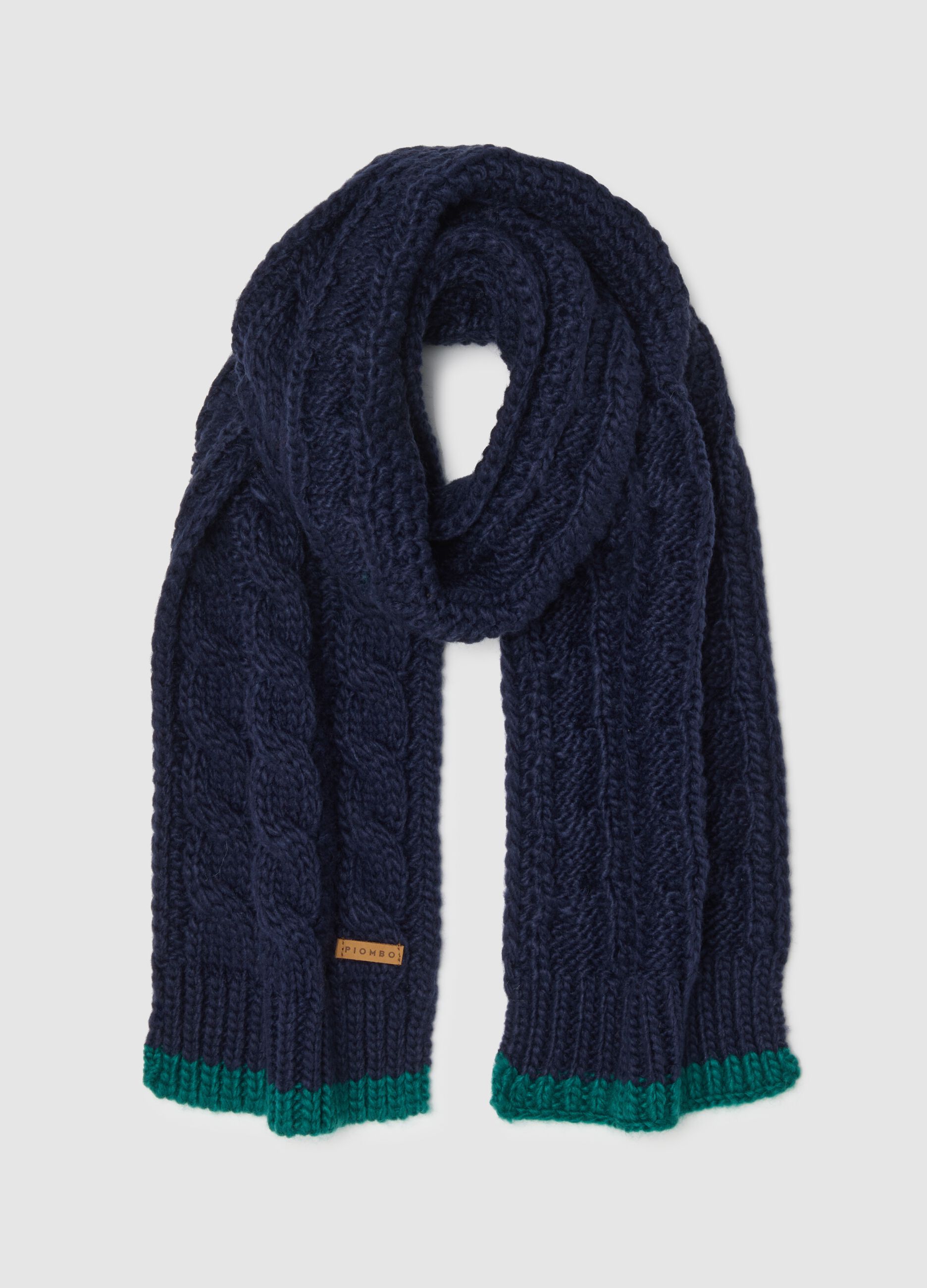 Blue Children's Scarf with Cable Pattern