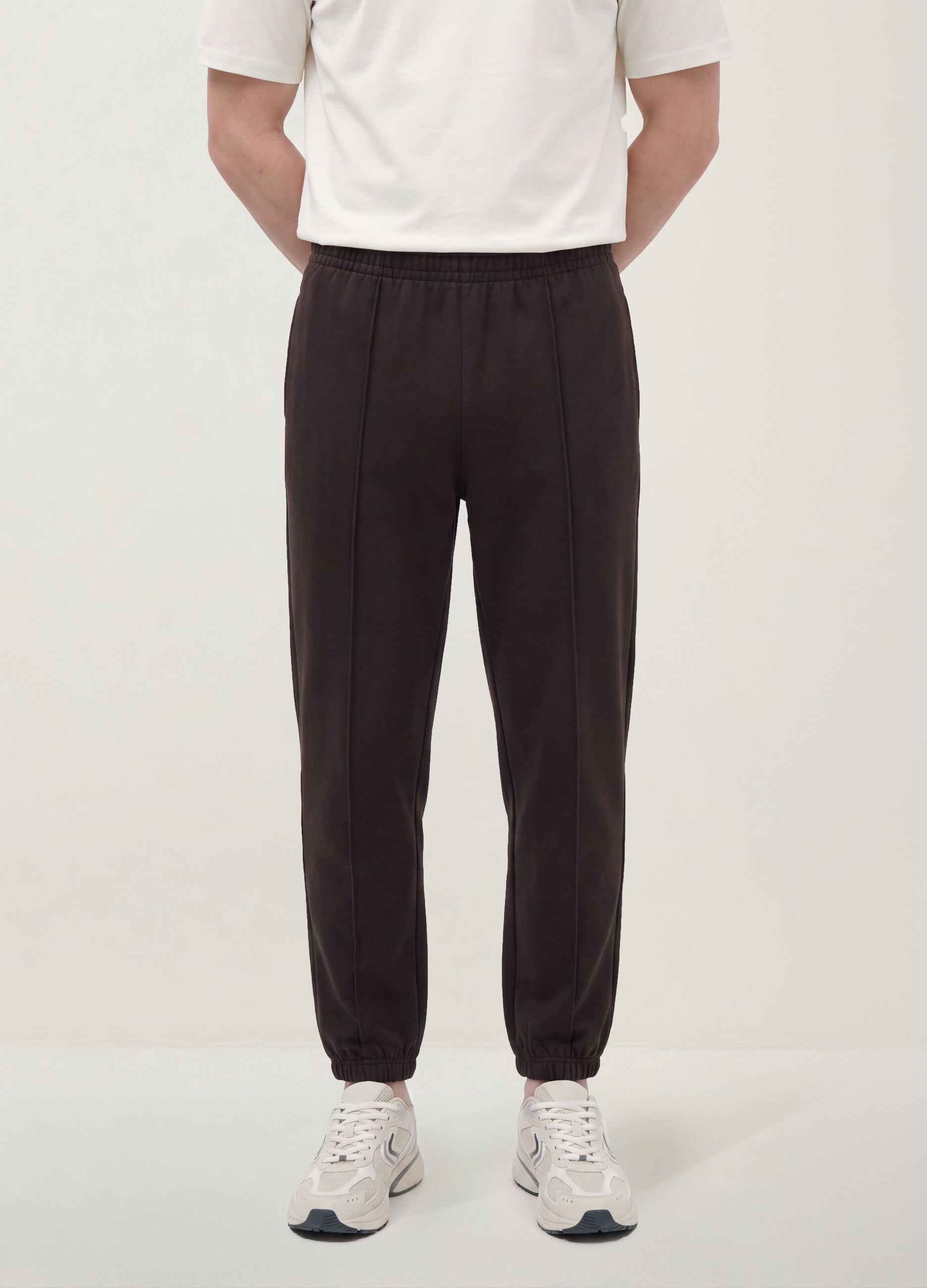 Brown relaxed-fit stretch joggers