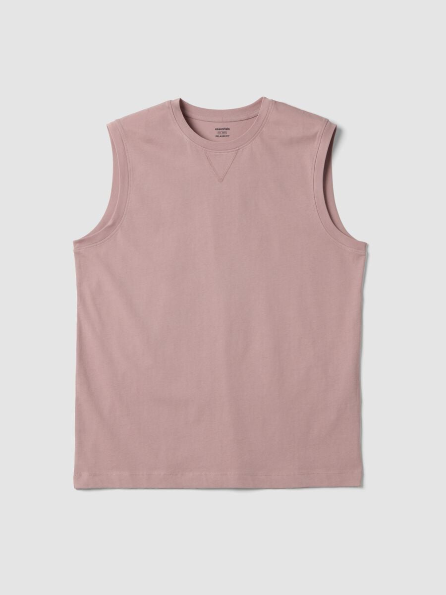 Canotta girocollo rosa in puro cotone relaxed fit_4