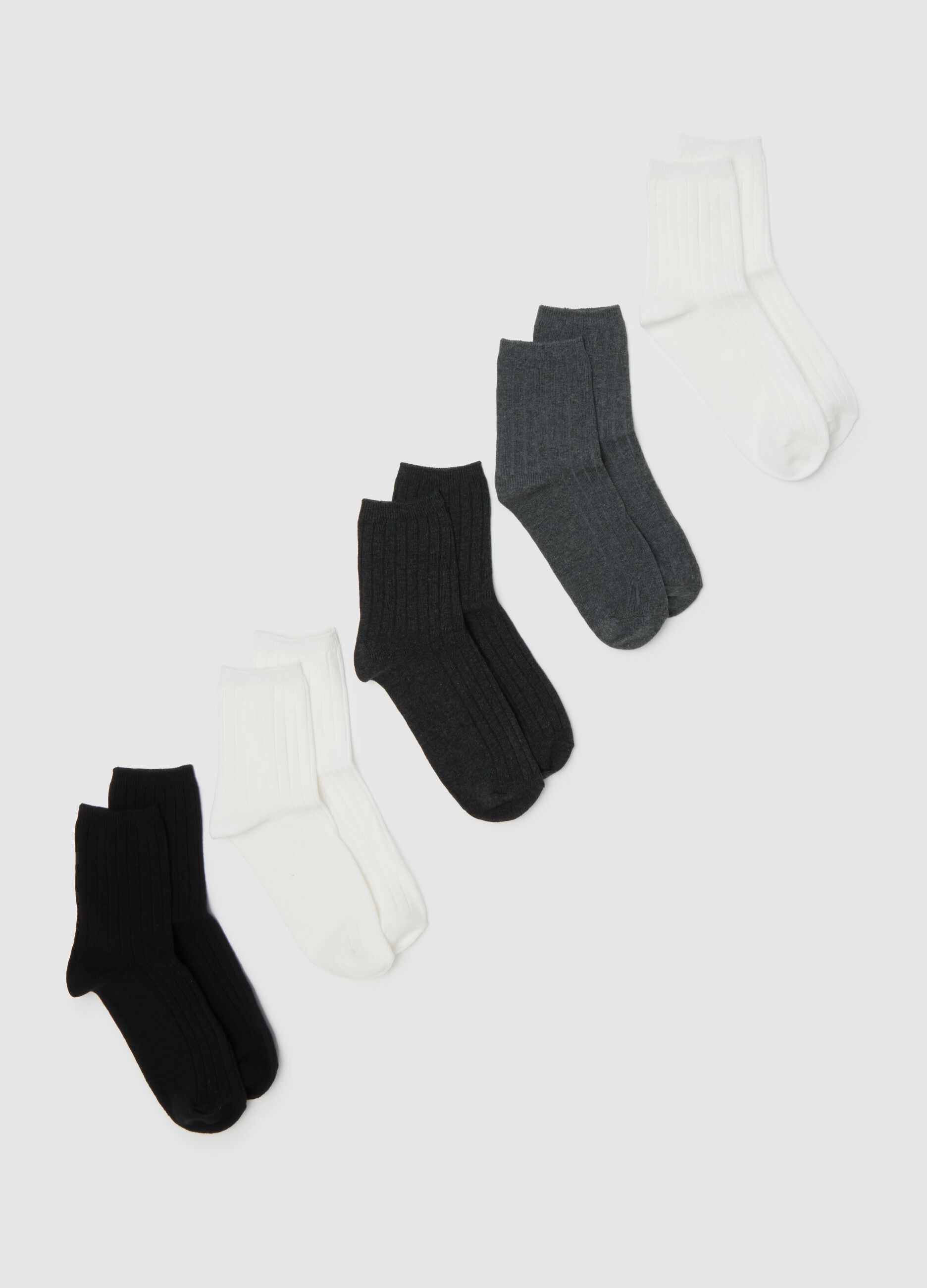Multipack of stretchy multicoloured cotton blend socks