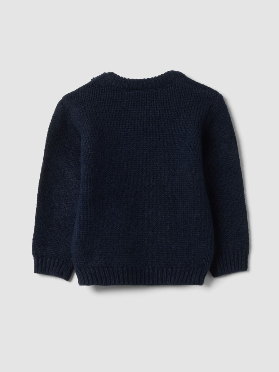 Blue crew-neck cable-knit jumper_1