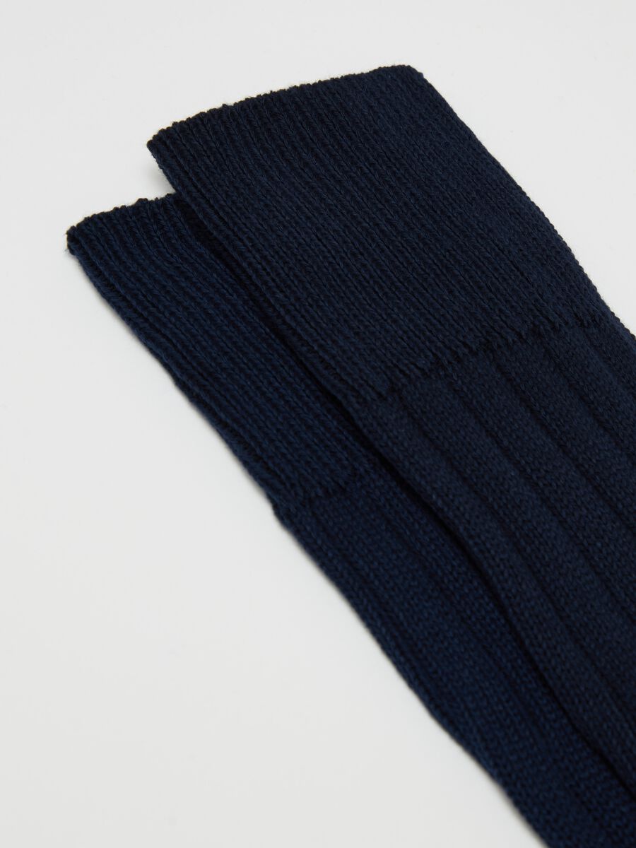 Long flat ribbed cotton socks_2