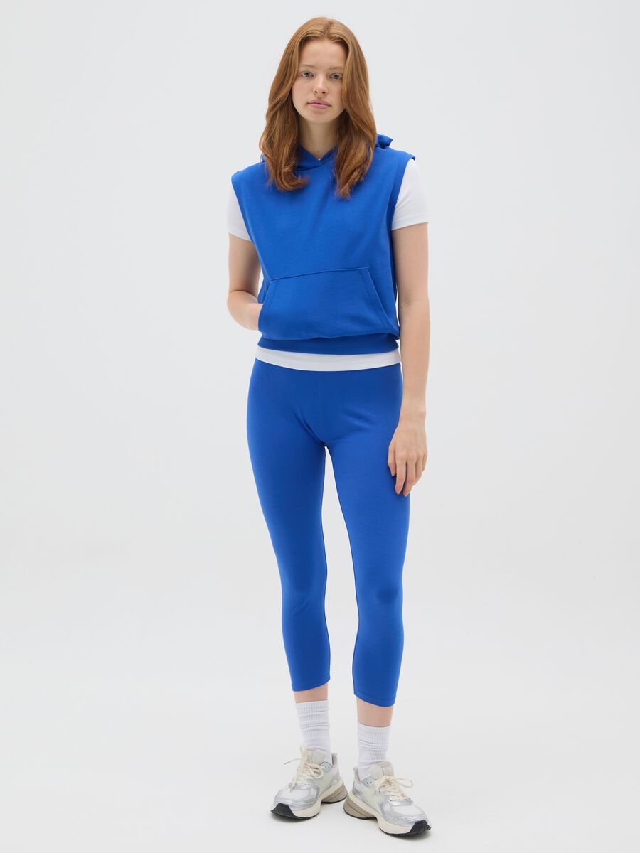 Women's sleeveless blue pure cotton sweatshirt, regular fit_1