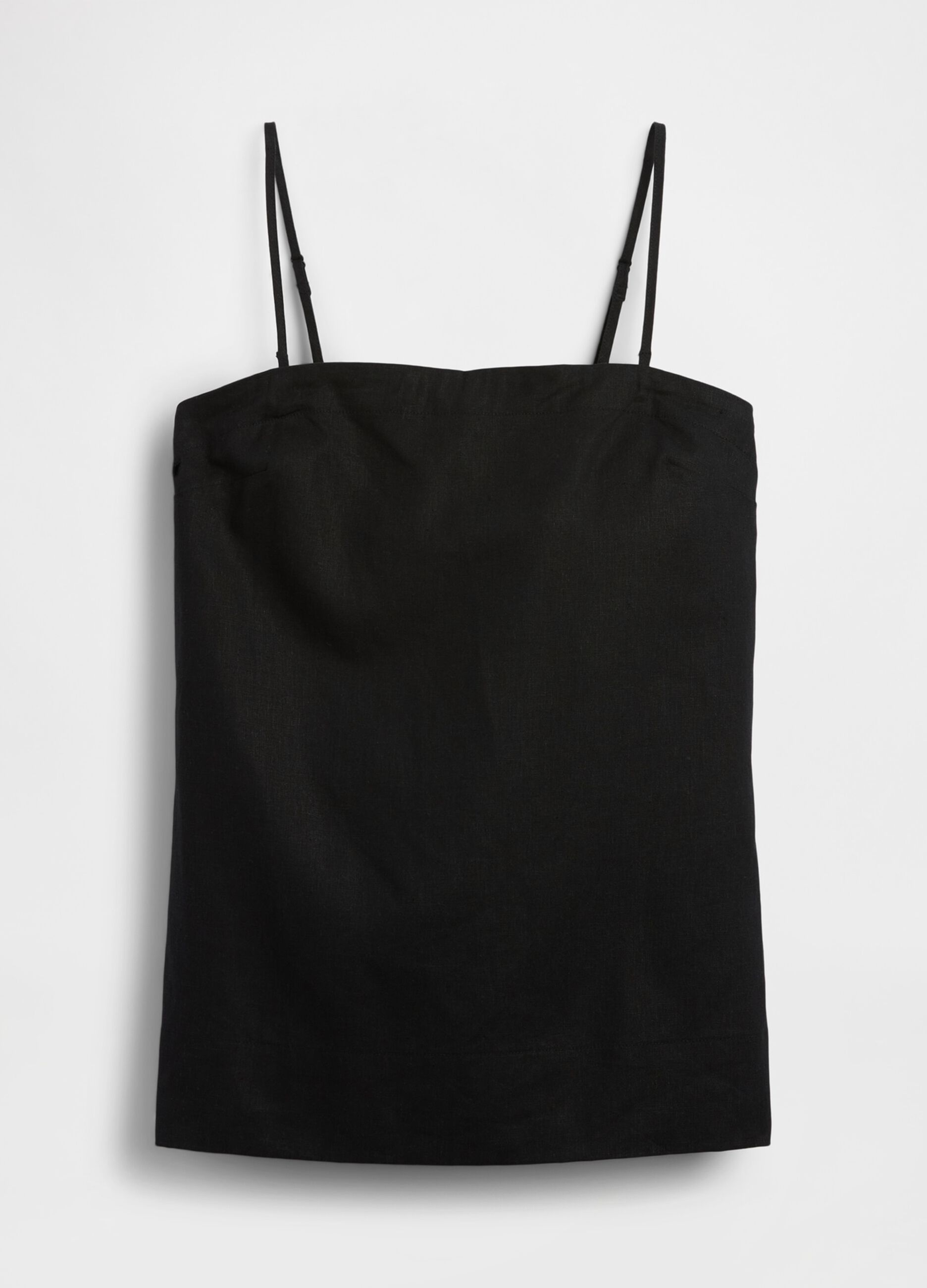Linen-blend top with thin straps