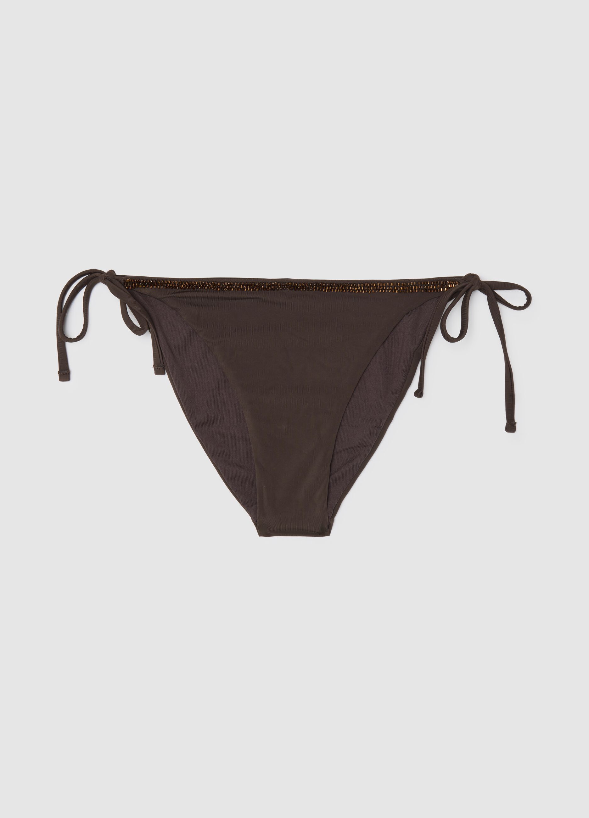 Women's brown stretch fabric bikini brief