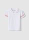 Polo in cotone elasticizzato bianca da bimba regular fit con ricami_0