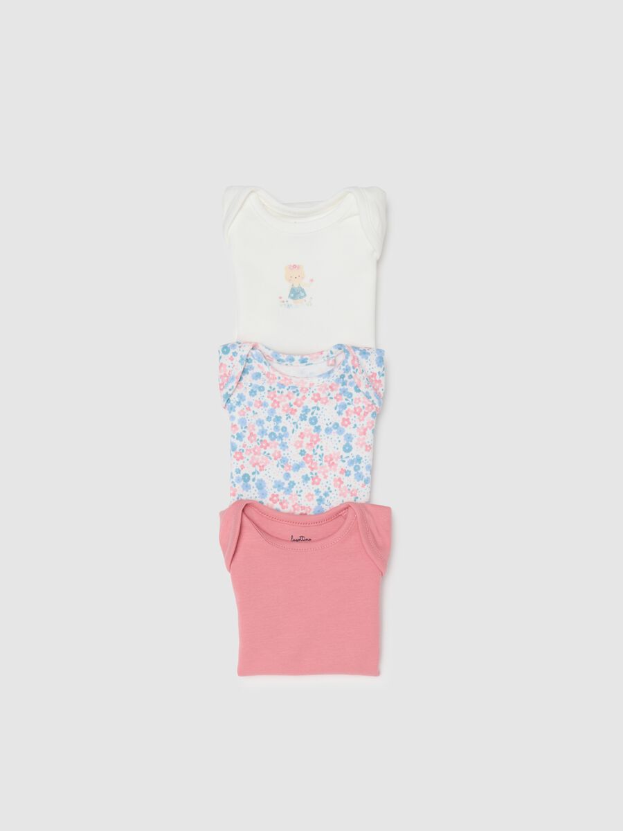 Multicoloured pure cotton tripack bodysuits for girls_3