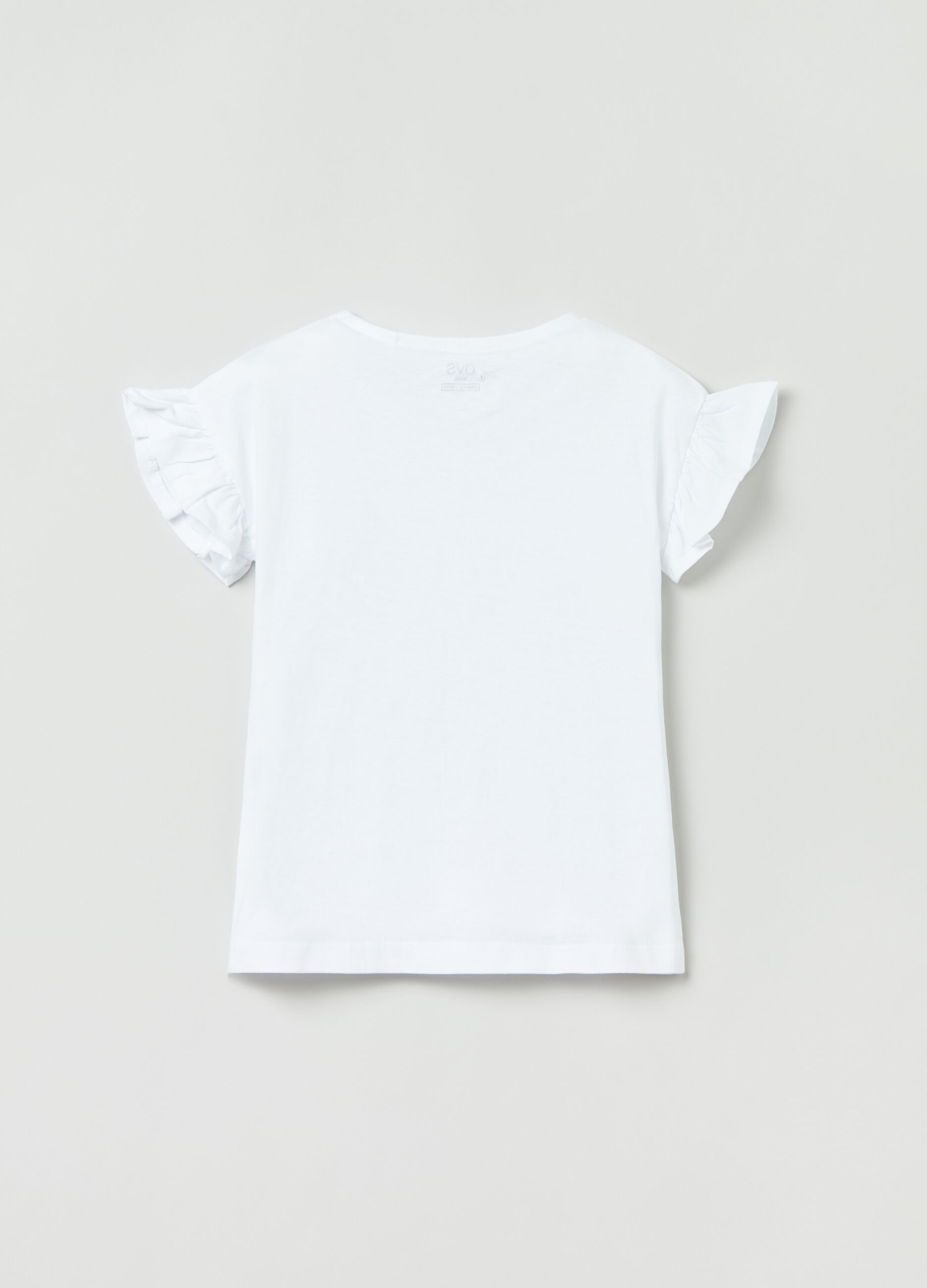 Cotton T-shirt with flounces