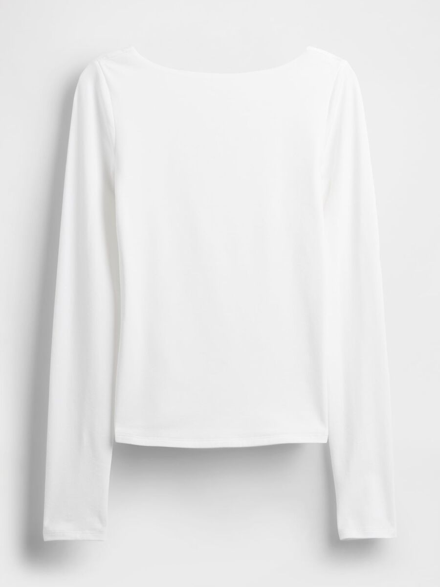 White Stretch Long Sleeve Top_3