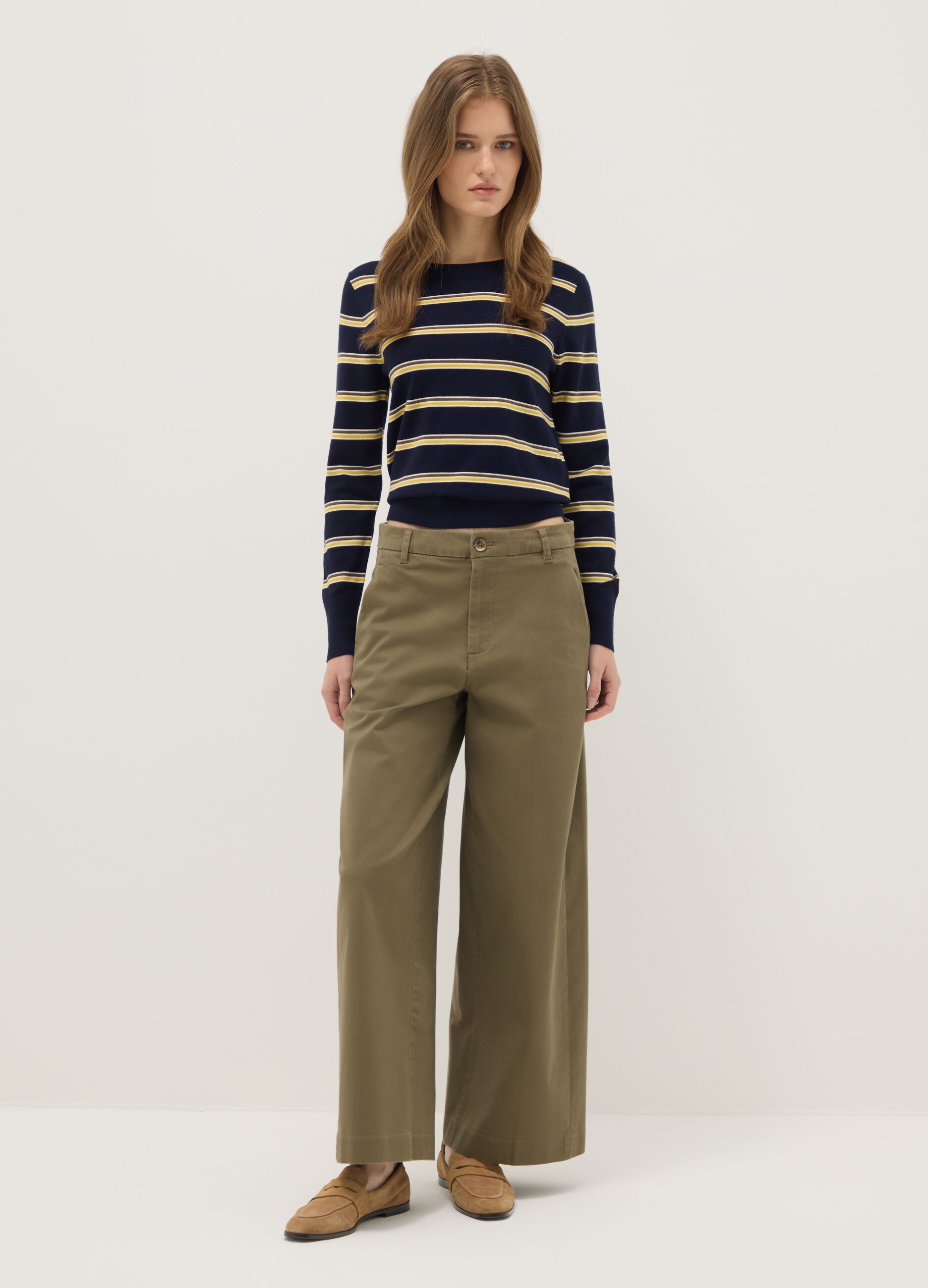 Multicoloured striped top with long sleeves regular fit