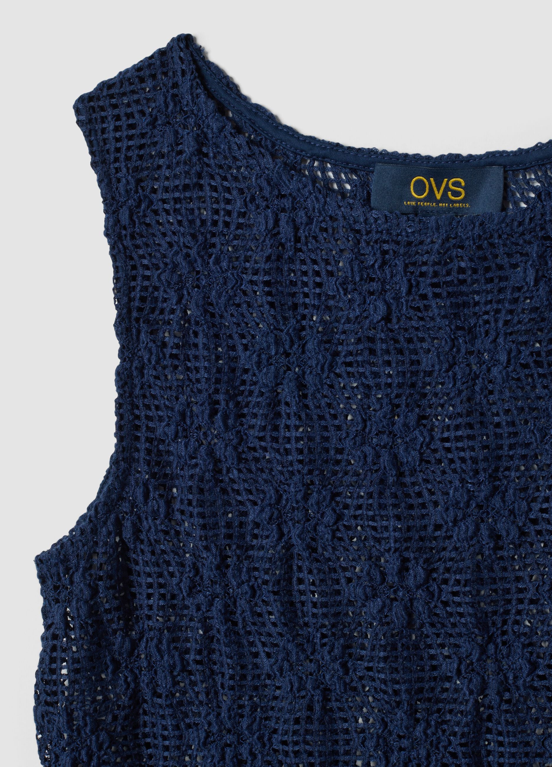 Blue stretch-fabric tank top