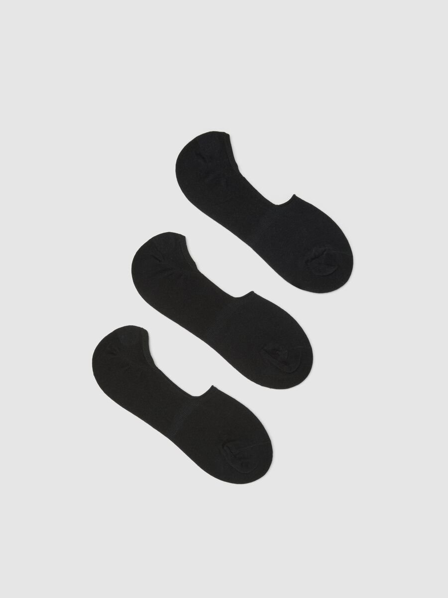 Triple pack of black stretchy cotton blend sports socks_0