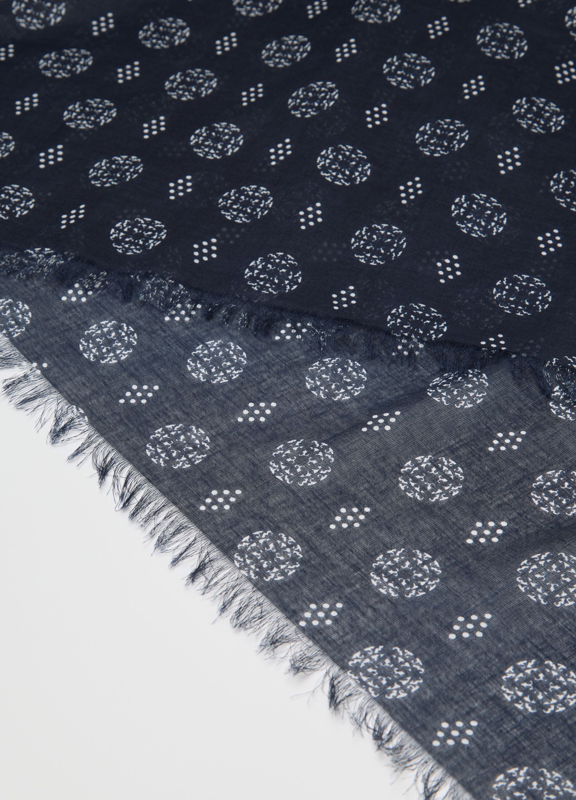 Blue cotton scarf with print