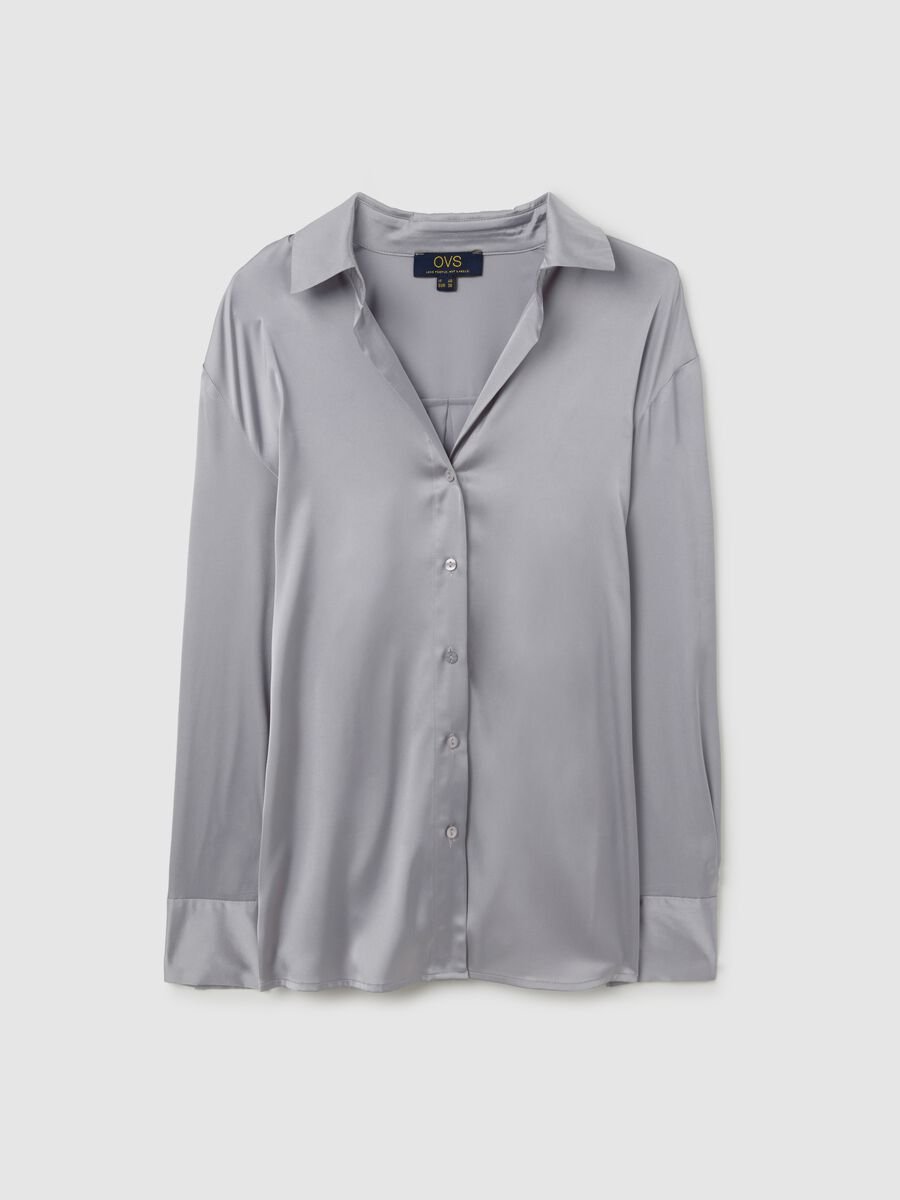 Long-sleeved grey satin shirt_4