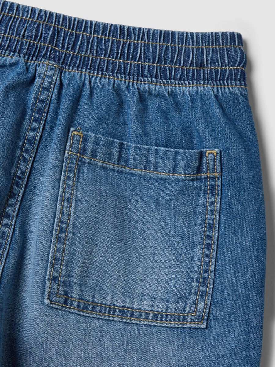 Shorts denim blu in puro cotone da bambino straight fit_3