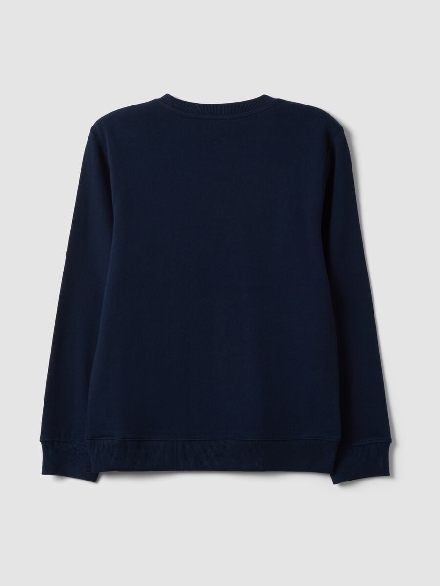 Blue pure cotton crew-neck sweatshirt with print_2