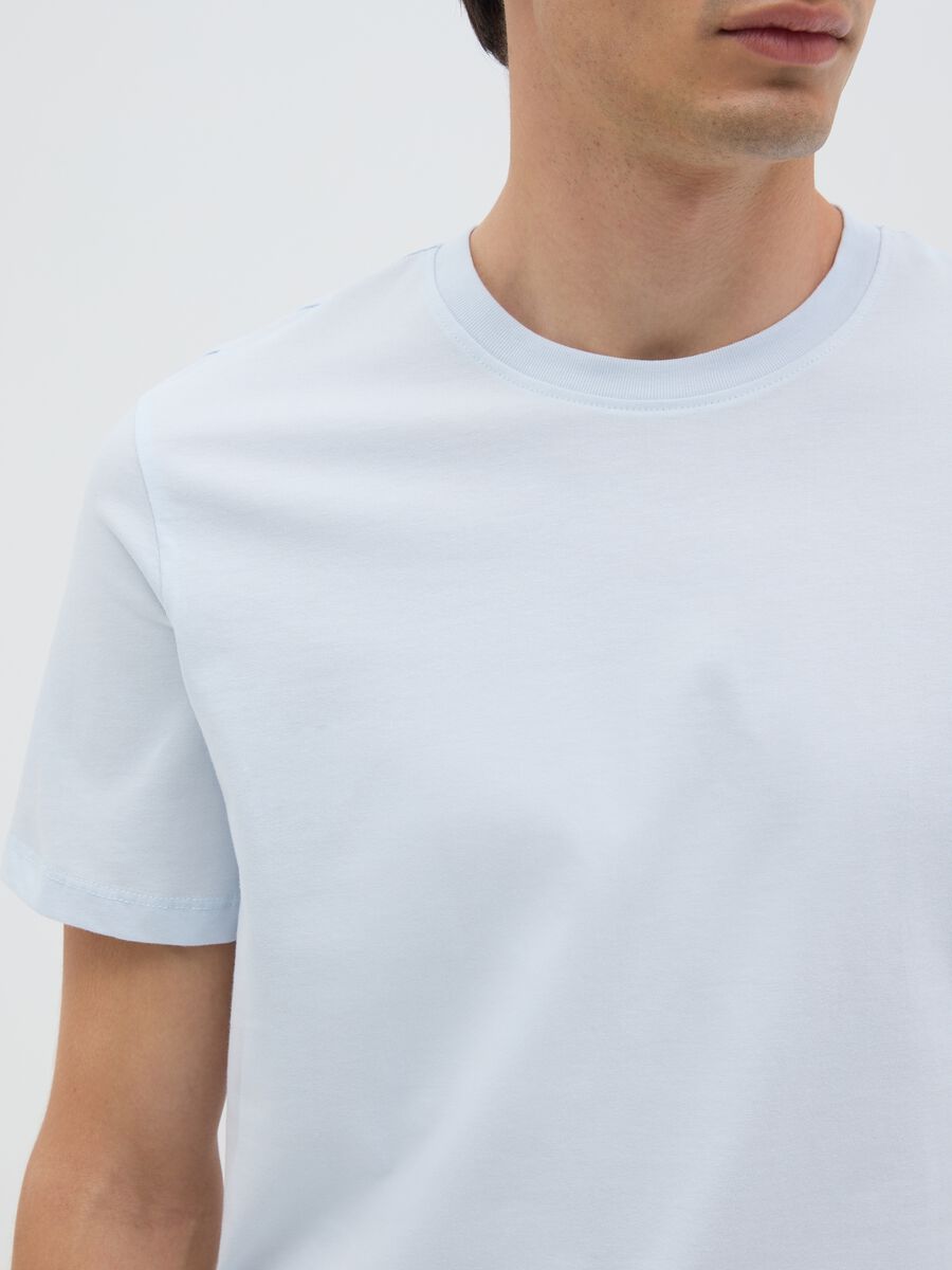 Men's Sky Blue Pure Cotton T-shirt in Regular Fit_2
