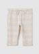 Beige cotton-blend baby trousers with regular fit_0