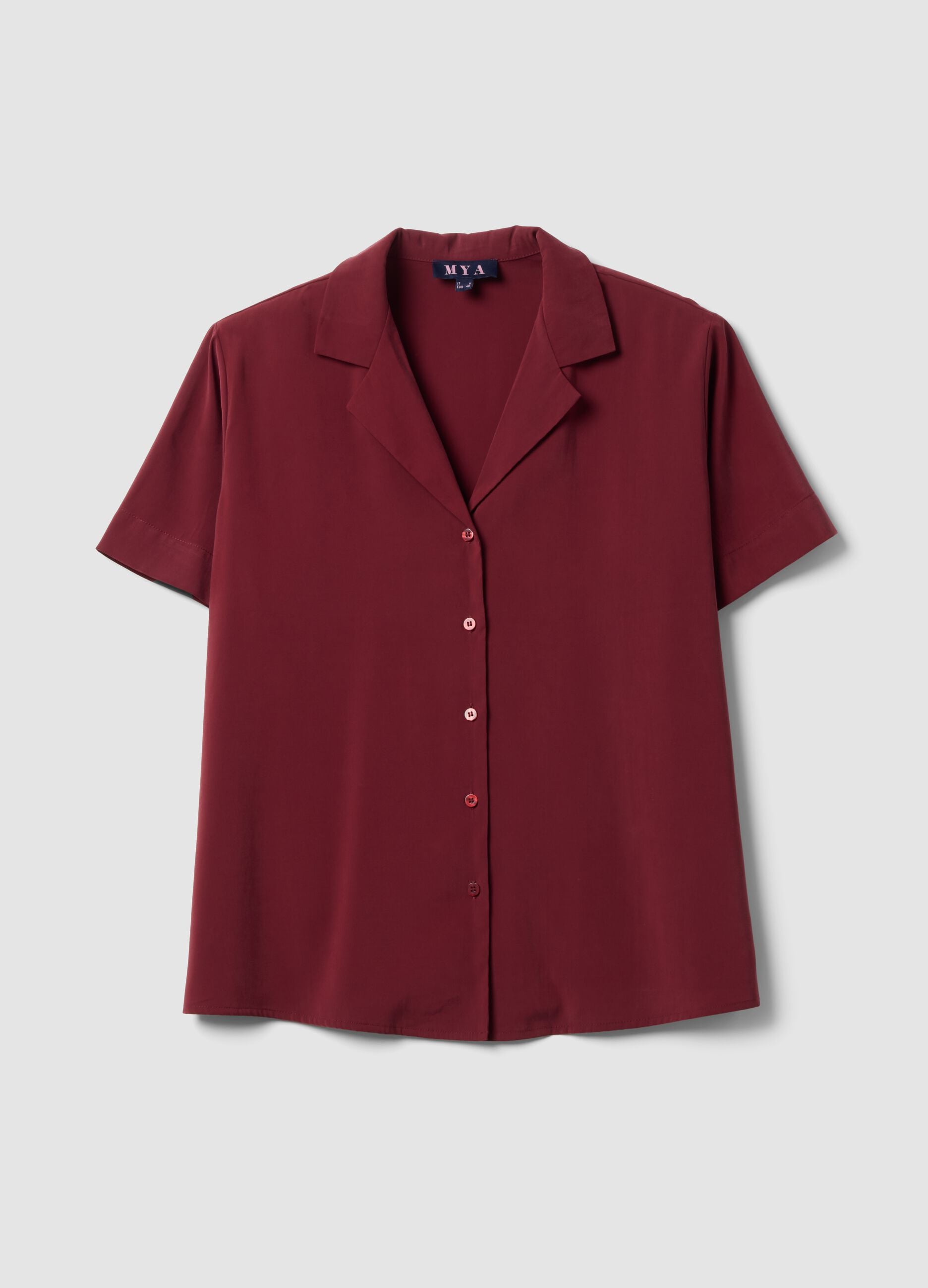 Camicia over fit rossa in misto viscosa a maniche corte