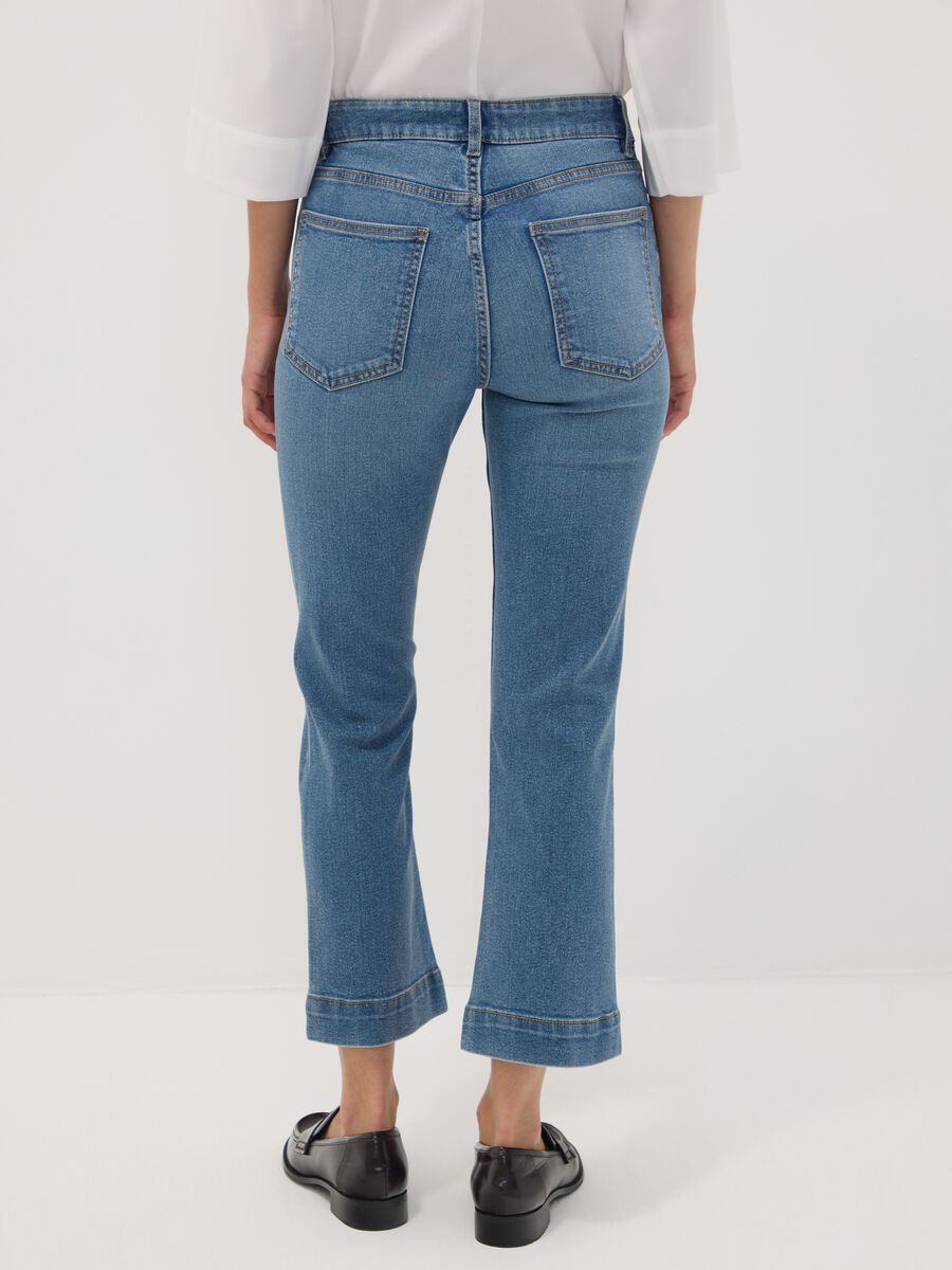 Light blue cropped slim-fit stretch denim jeans in cotton and viscose_2