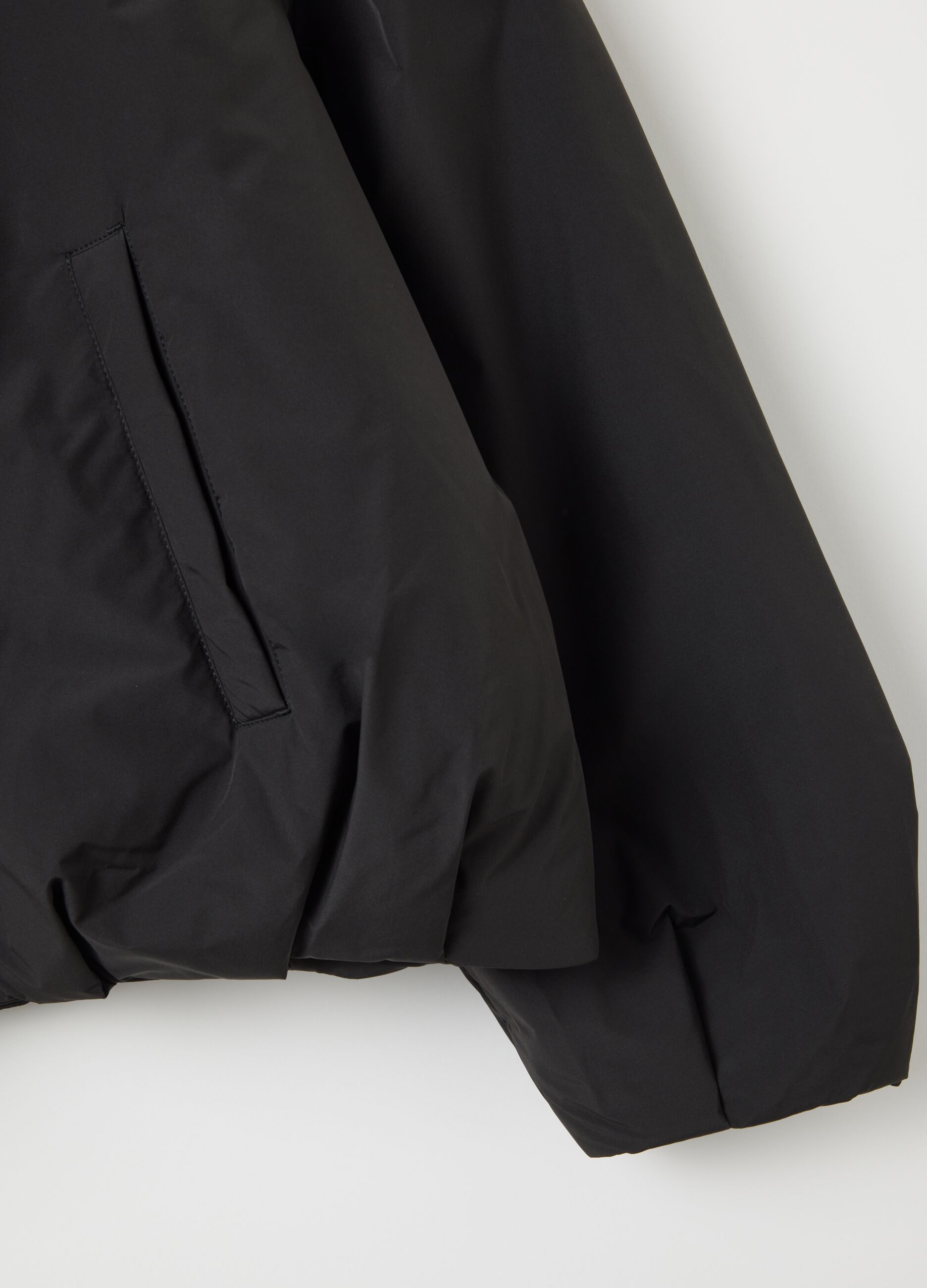 Black padded regular fit jacket with zip