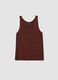 Brown viscose-blend regular-fit glitter tank top_0