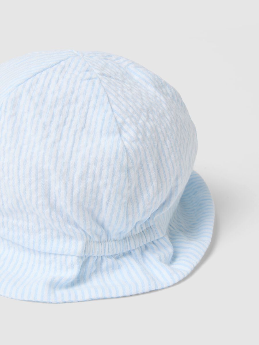 Cappello in puro cotone a righe multicolor per neonati con tesa_1